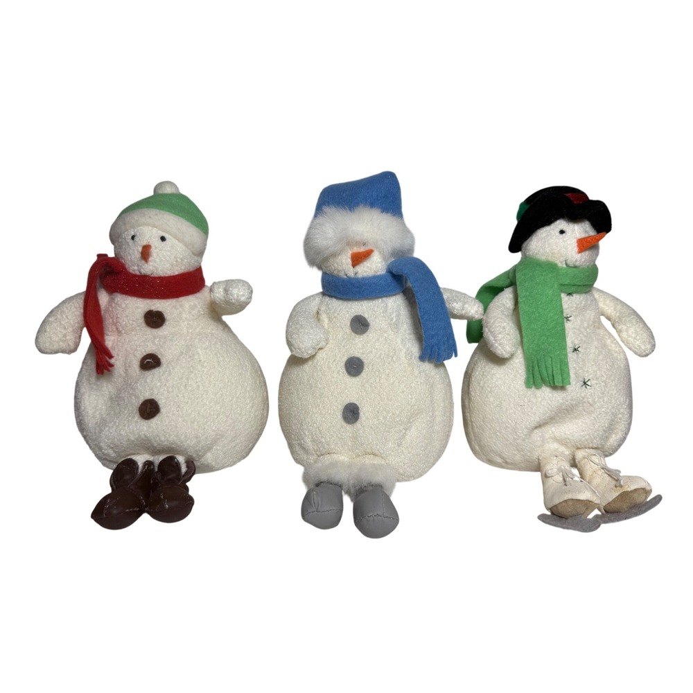 Vintage Hallmark Christmas Snowmen Plush with Bells Lot of 3 Excellent